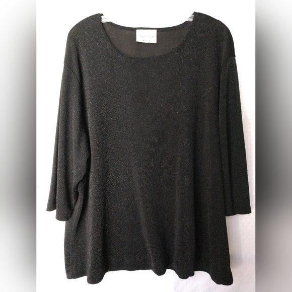 Fred David Woman Knit Top Evening Black with Mild Sparkle Plus Size 2XL Chest 48 - Picture 1 of 6